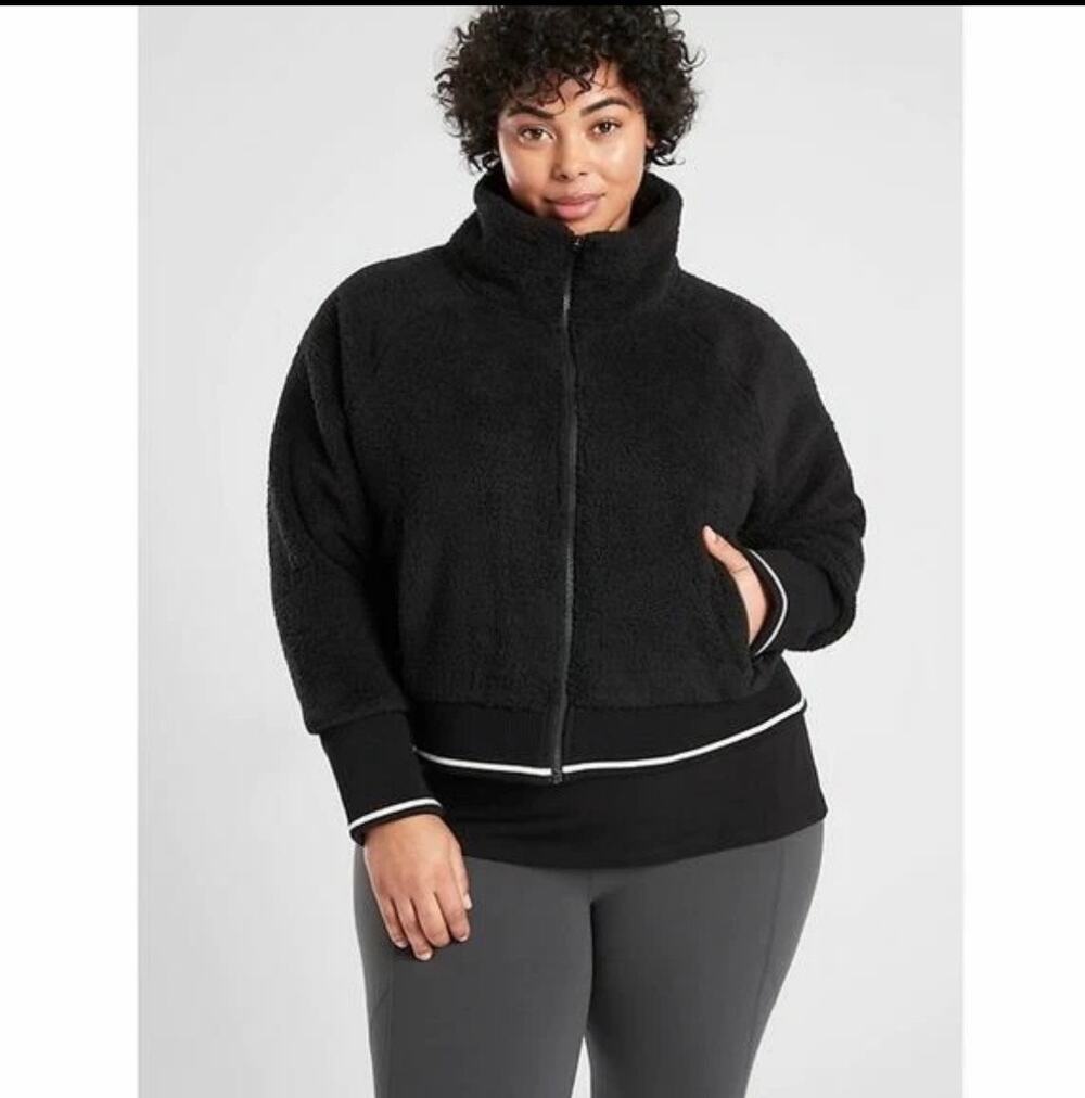 NWT Women’s Athleta Tugga Sherpa Zip Jacket in Black (TUGGA SHERPA BLK)– Size 2X